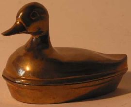 BRASS DECOY DUCK- BRIC-BRAC HOLDER