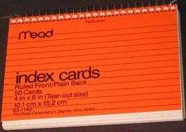 4 x 6 Index Cards In Sprial Bound Book