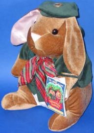 VELVETEEN PLUSH BOY RABBIT TOY IN GREEN SCOTTISH SUIT!