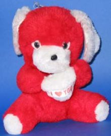 PLUSH DOG-RED & WHITE VALENTINE I Love You