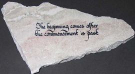 MARBLE BEIGE ROCK WITH  INSCRIPTION