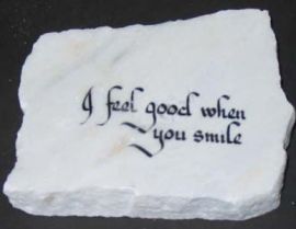 MARBLE WHITE ROCK WITH INSCRIPTION