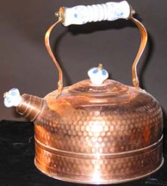 HAMMERED COPPER TEAPOT WITH CERAMIC ACCENTS!