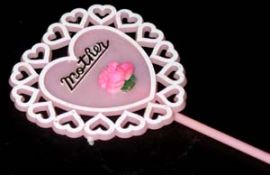 Pink Rosebud Mother plastic Heart Floral Inserts-11 in package