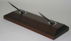 WALNUT DOUBLE DESK SET *WITH 2 CHROME PENS