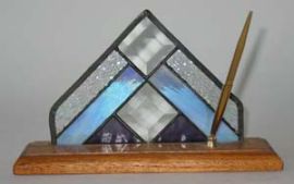 WALNUT & STAINED GLASS DESK PEN SET