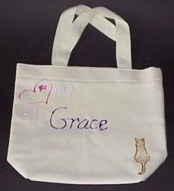 IVORY CANVAS TOTE BAG with Grace & handpainted decoration