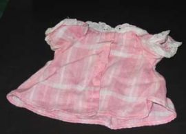 HAND-MADE PINK AND WHITE DOLL DRESS