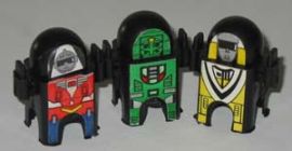 SET OF THREE SMALL PLASTIC SPACEMEN