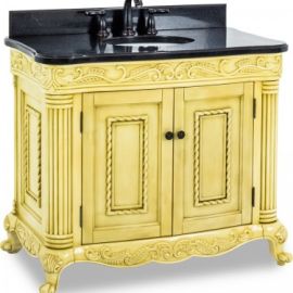 Antique White Ornate Vanity - 39" Wide