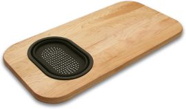 Cutting Board and Sink Board with Collapsible Silicone Strainer