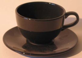 OVERSIZED BLACK CUP & SAUCER SET