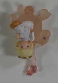 SMALL PRECIOUS MOMENTS STYLE ANGEL SITTING ON A CARROUSEL  HORSE